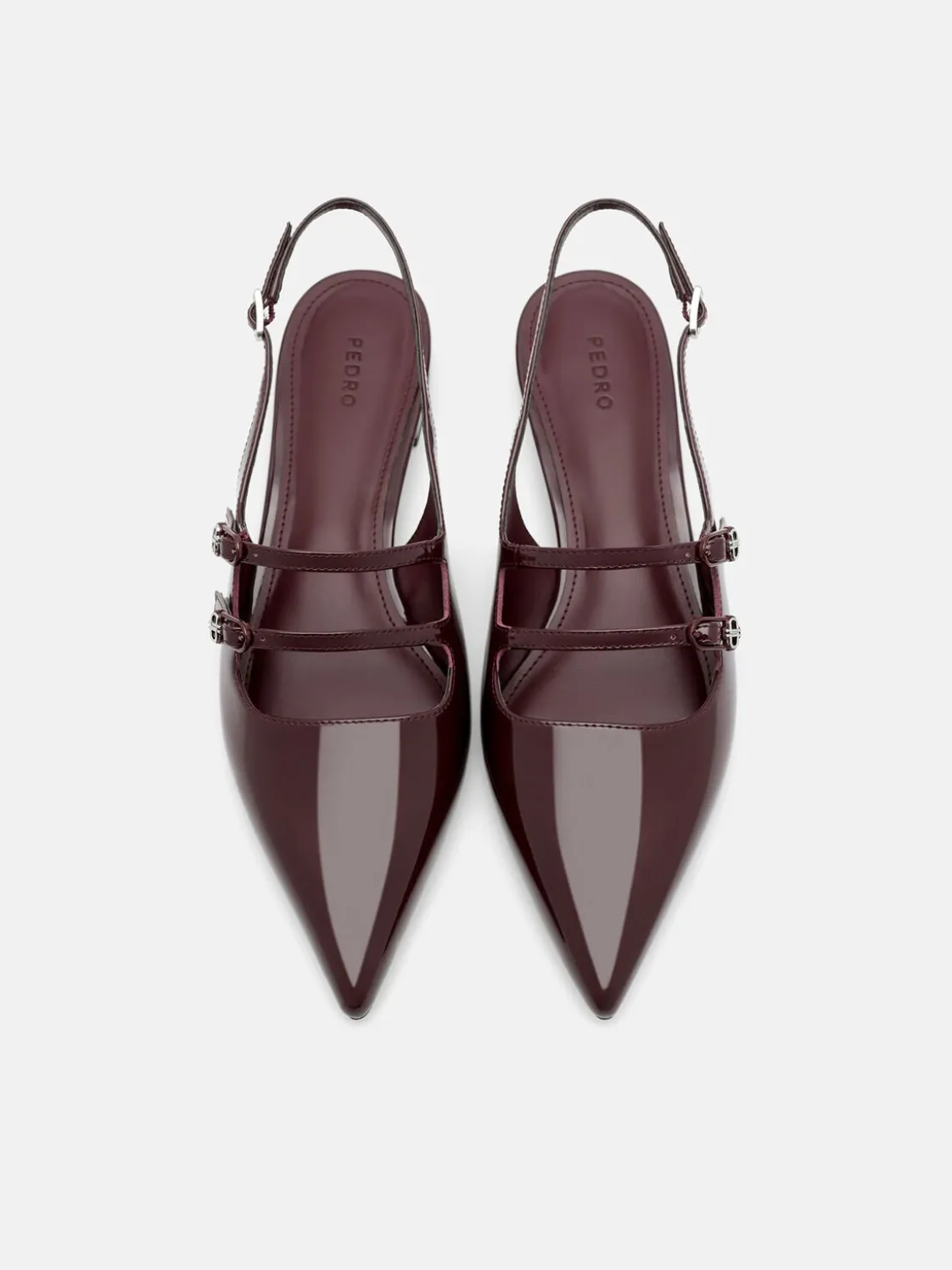 Patent Leather Slingback Ballerina Flats - Wine