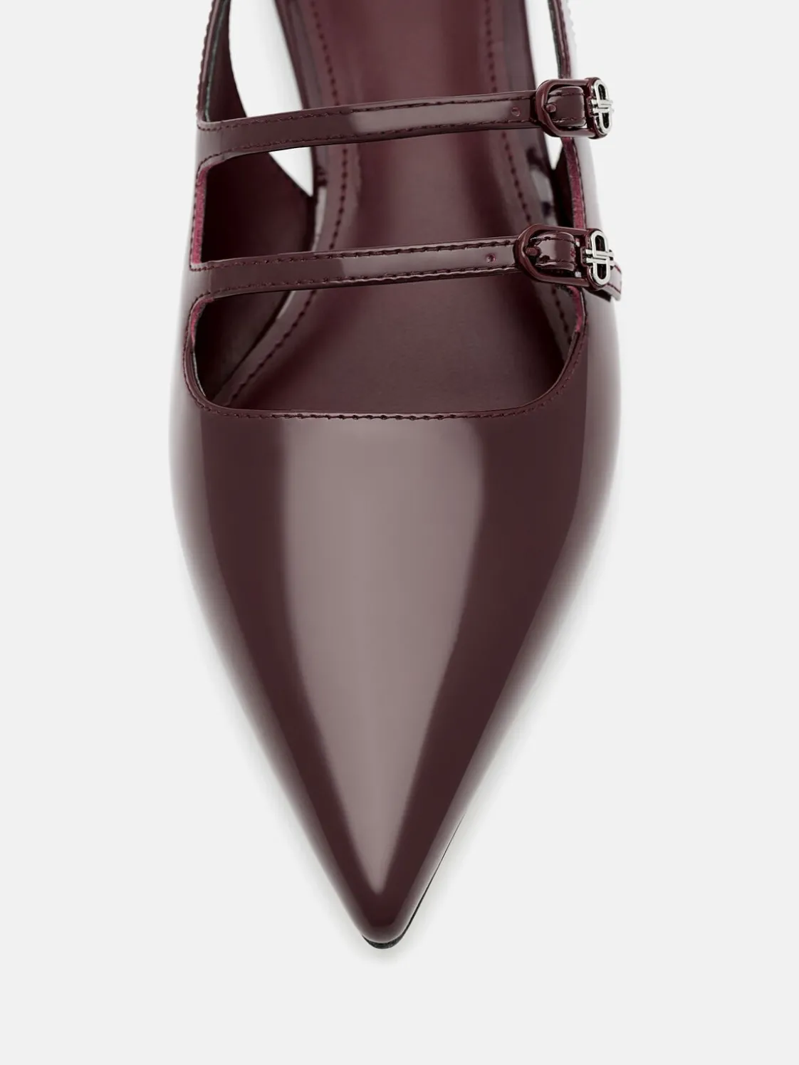 Patent Leather Slingback Ballerina Flats - Wine