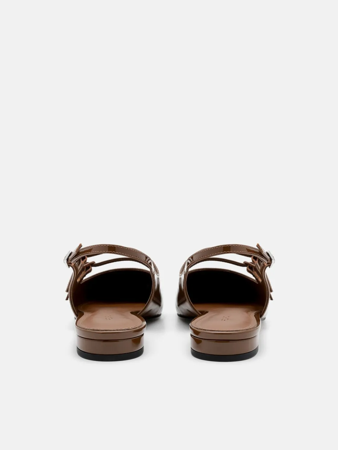 Patent Leather Slingback Ballerina Flats - Brown