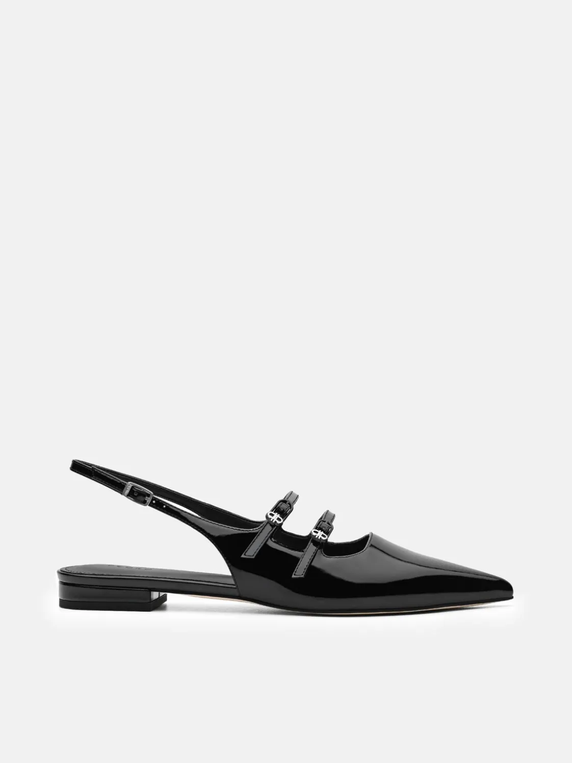 Patent Leather Slingback Ballerina Flats - Black