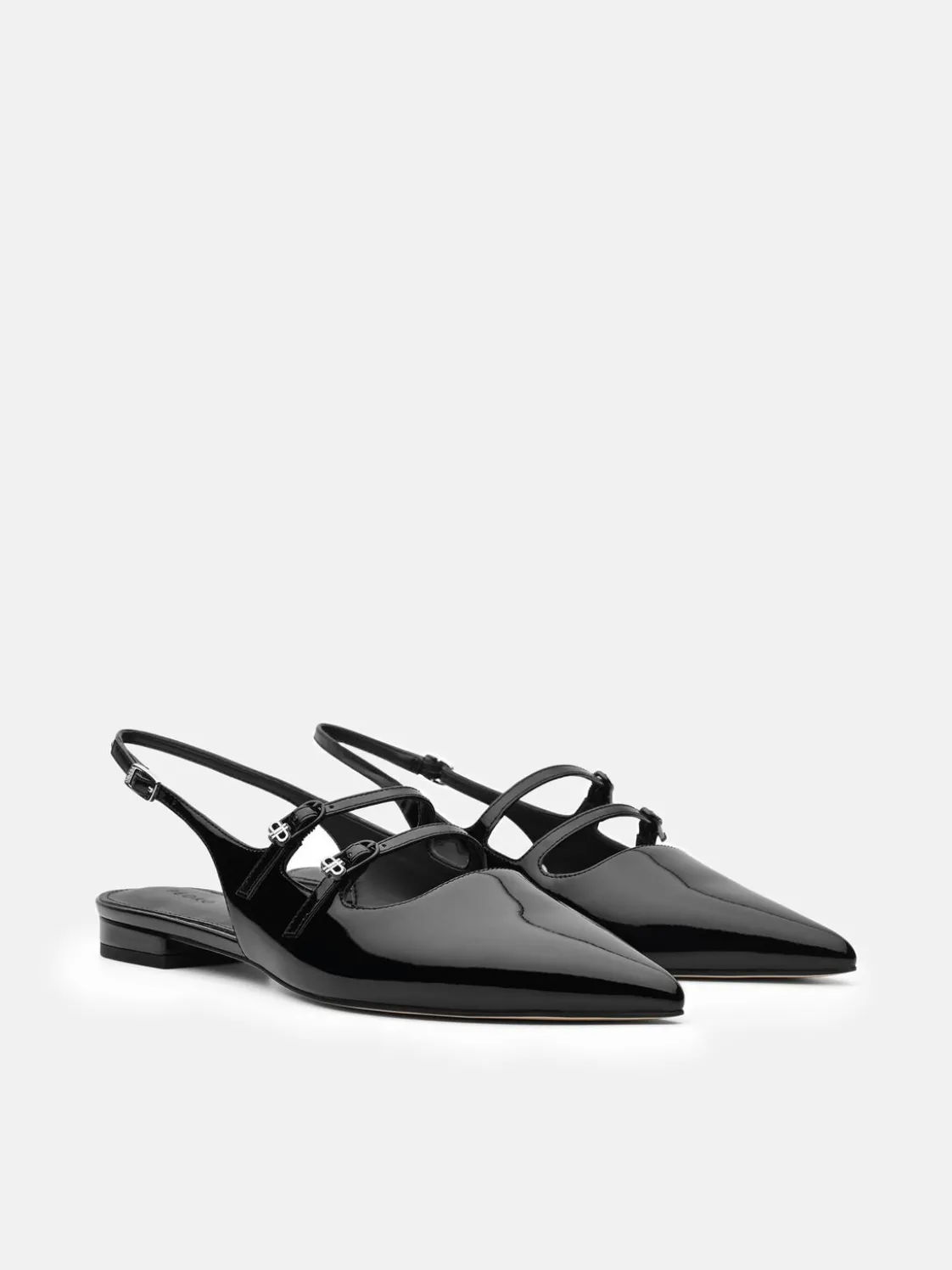 Patent Leather Slingback Ballerina Flats - Black