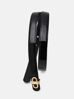 PEDRO Leather Tang Belt - Black Exotic