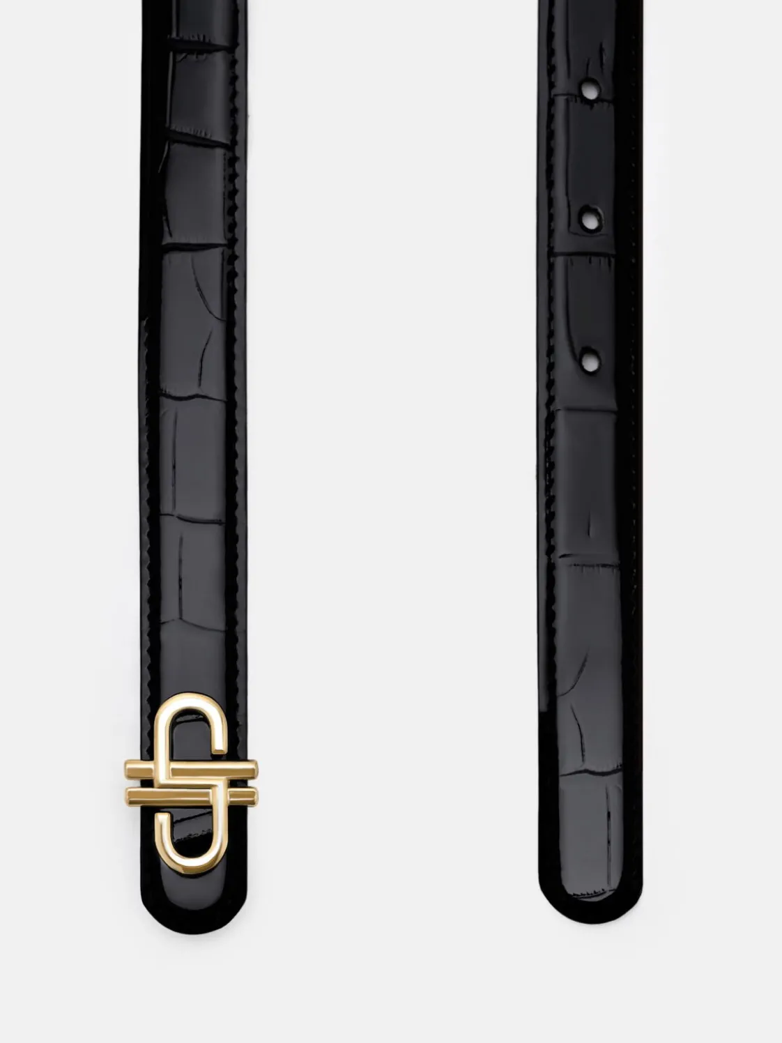 PEDRO Leather Tang Belt - Black Exotic