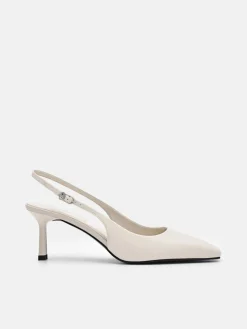 PEDRO Studio Leather Slingback Pumps - Chalk