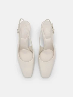 PEDRO Studio Leather Slingback Pumps - Chalk