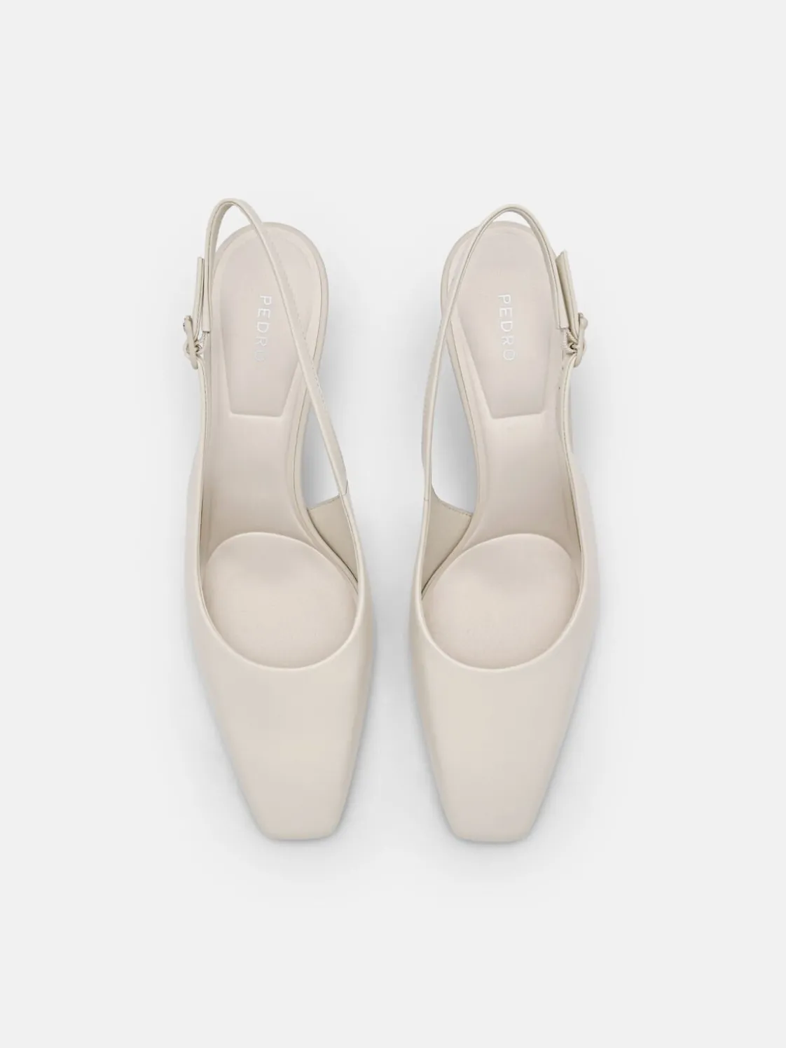 PEDRO Studio Leather Slingback Pumps - Chalk