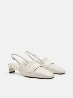PEDRO Studio Leather Slingback Pumps - Chalk