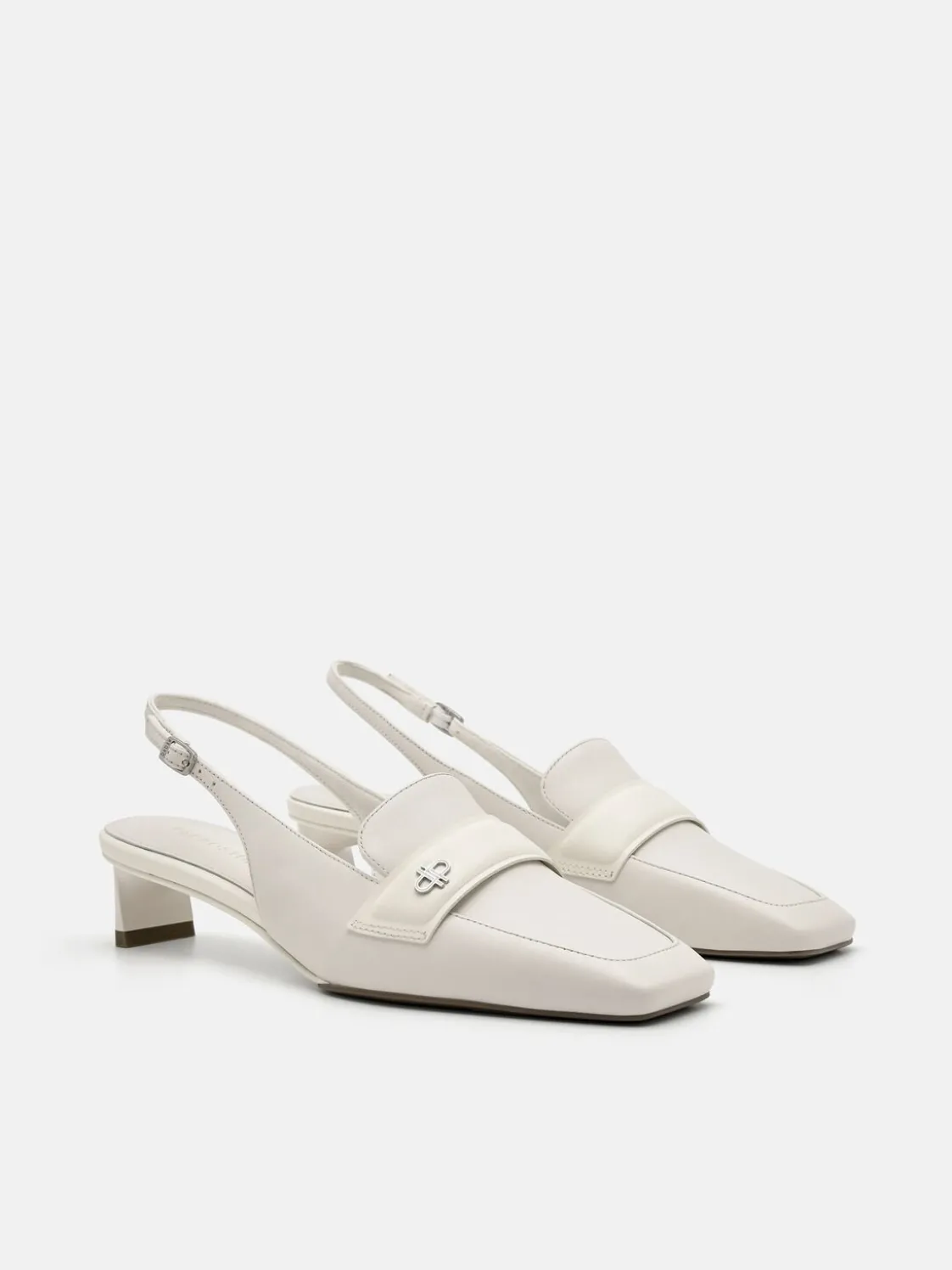 PEDRO Studio Leather Slingback Pumps - Chalk