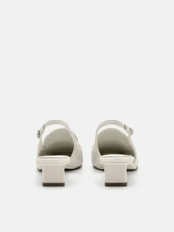 PEDRO Studio Leather Slingback Pumps - Chalk