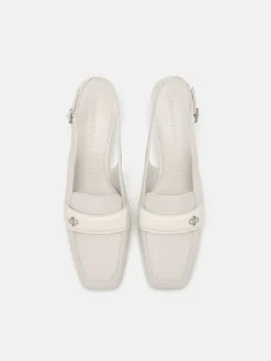 PEDRO Studio Leather Slingback Pumps - Chalk