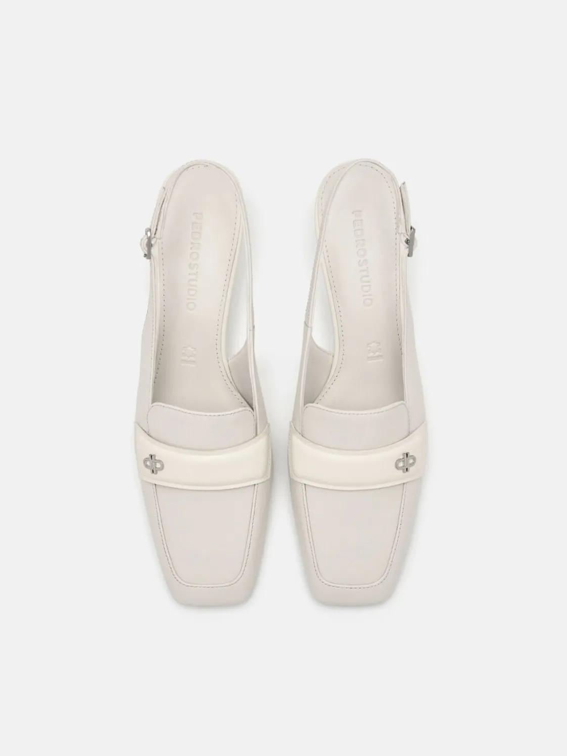 PEDRO Studio Leather Slingback Pumps - Chalk