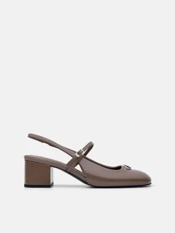 PEDRO Studio Patent Leather Slingback Pumps - Taupe
