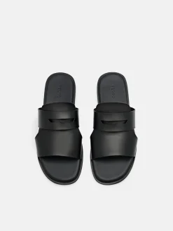 Penny Strap Slide Sandals - Black