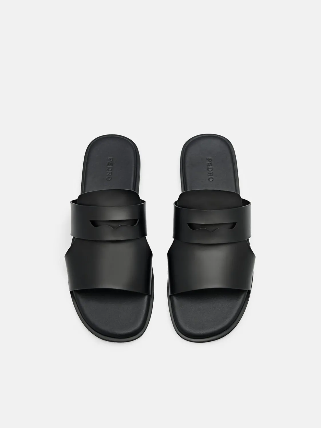 Penny Strap Slide Sandals - Black