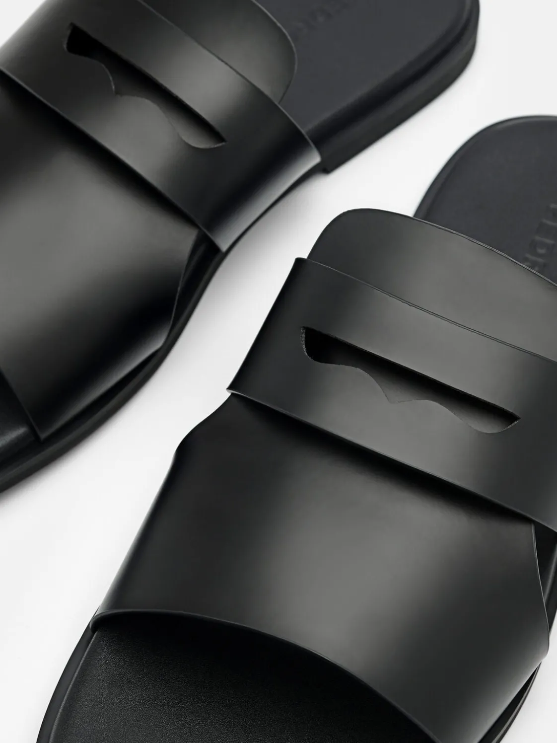 Penny Strap Slide Sandals - Black