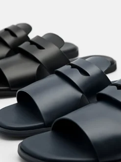 Penny Strap Slide Sandals - Black
