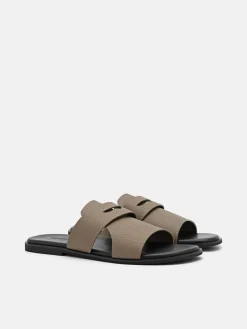 Penny Strap Slide Sandals - Dark Taupe