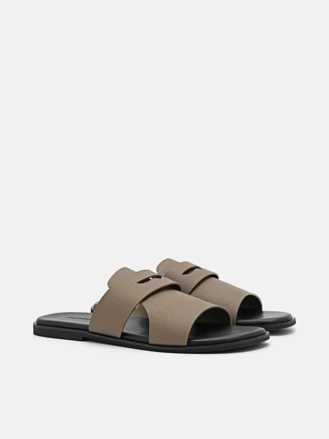Penny Strap Slide Sandals - Dark Taupe
