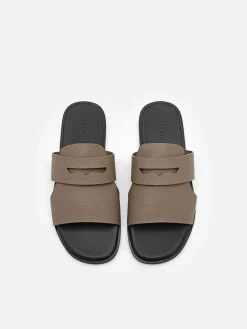 Penny Strap Slide Sandals - Dark Taupe