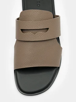 Penny Strap Slide Sandals - Dark Taupe