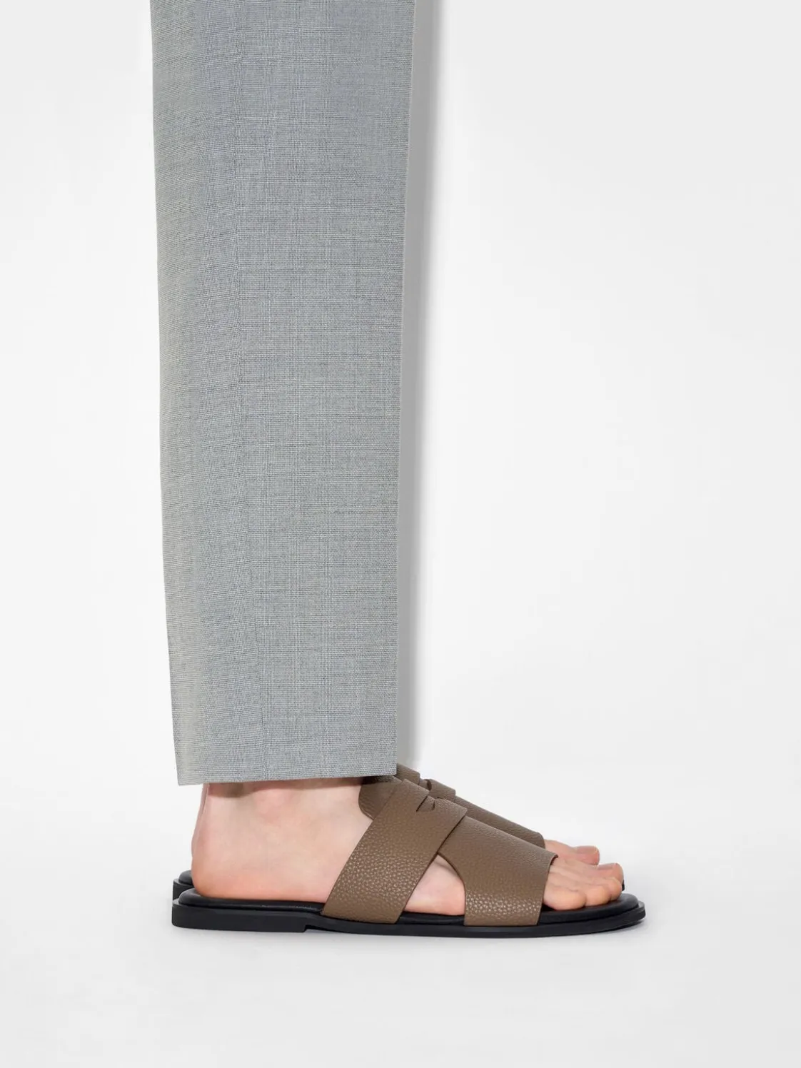 Penny Strap Slide Sandals - Dark Taupe