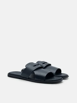 Penny Strap Slide Sandals - Navy