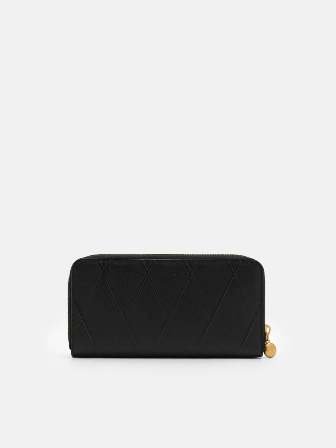 Quilted Leather Long Wallet - Black