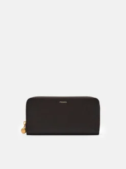 Quilted Leather Long Wallet - Dark Brown