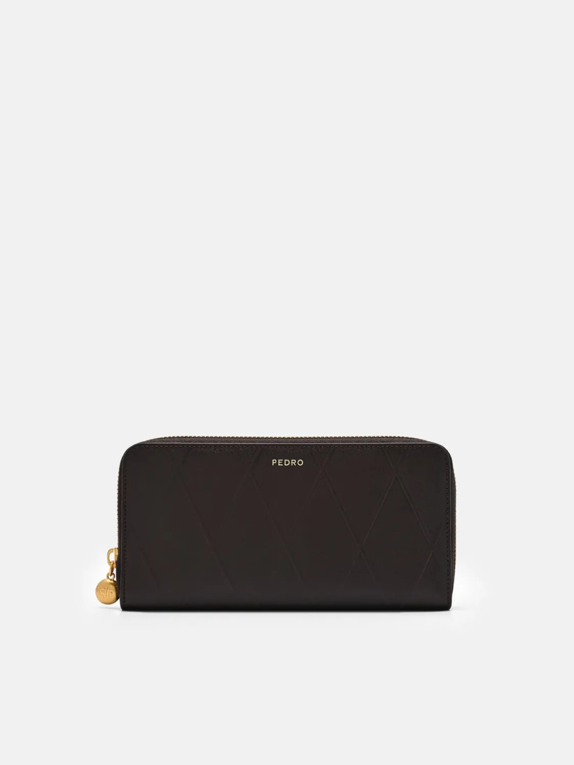 Quilted Leather Long Wallet - Dark Brown