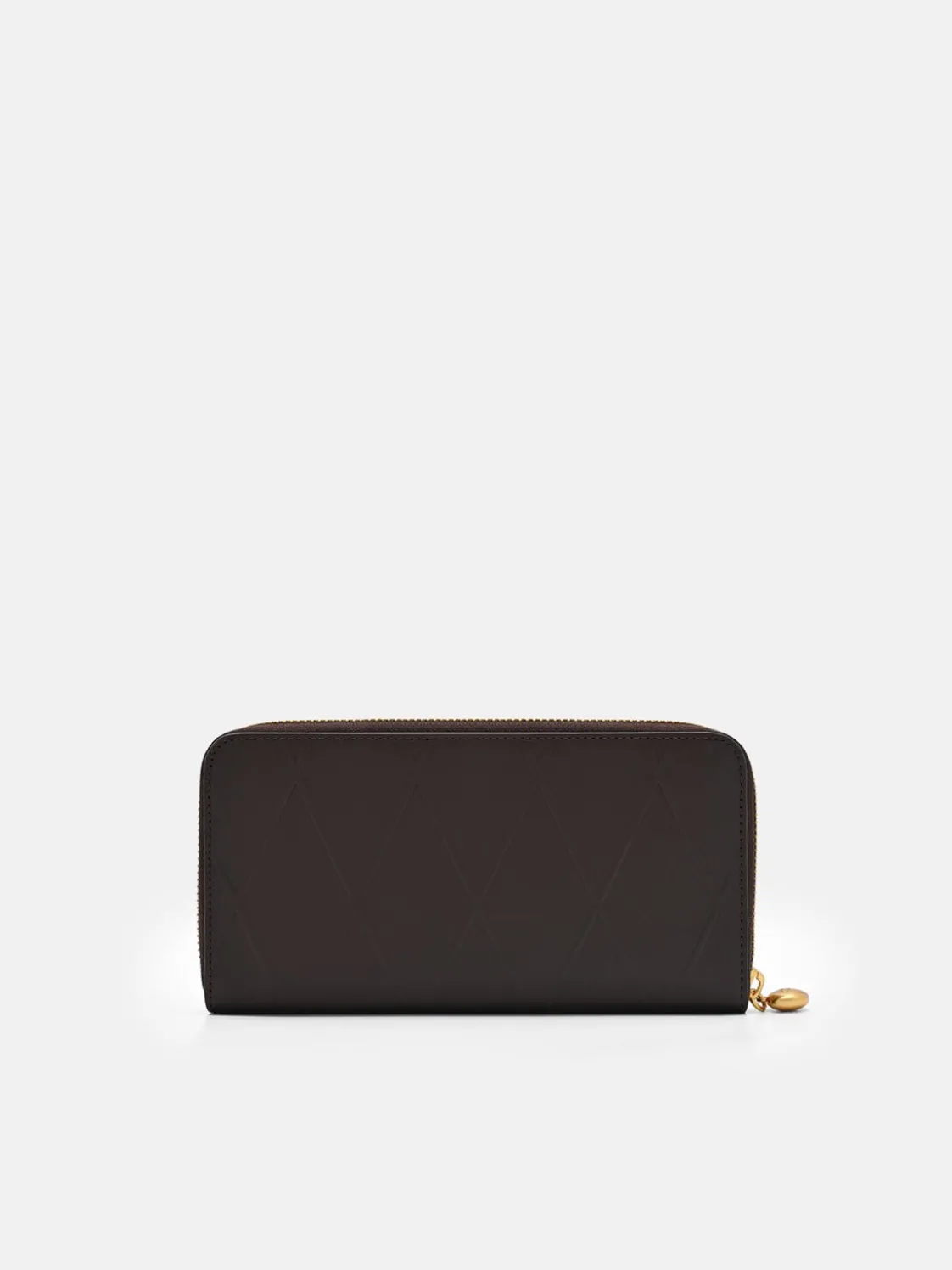 Quilted Leather Long Wallet - Dark Brown