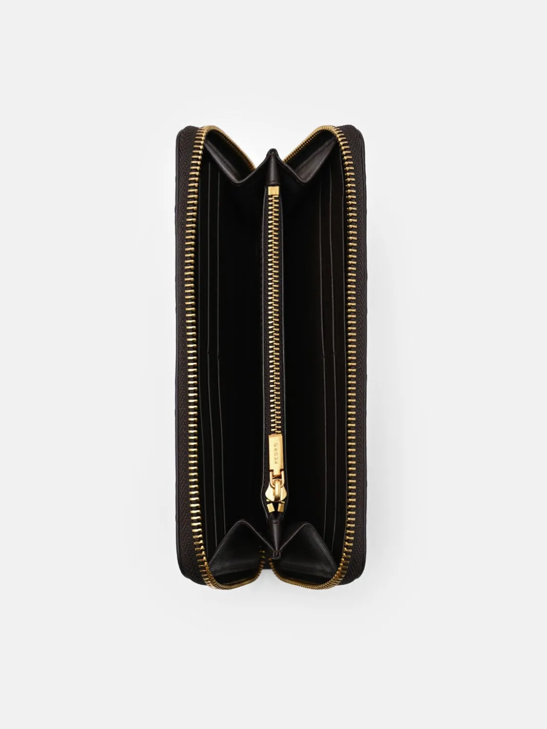 Quilted Leather Long Wallet - Dark Brown