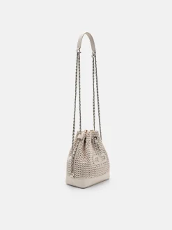 Raffia Mini Bucket Bag - Chalk