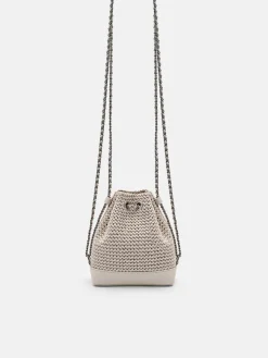 Raffia Mini Bucket Bag - Chalk