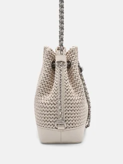 Raffia Mini Bucket Bag - Chalk