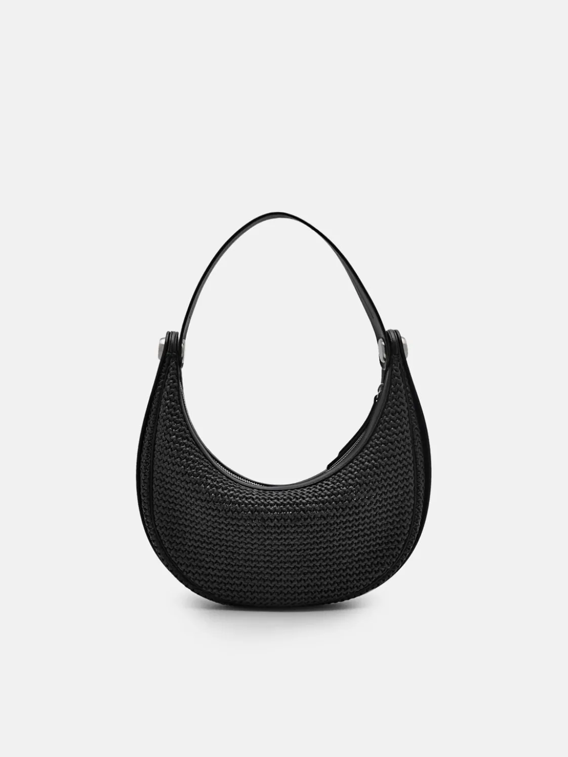 Raffia Shoulder Bag - Black
