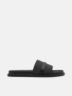 Renly Slide Sandals - Black Fabric