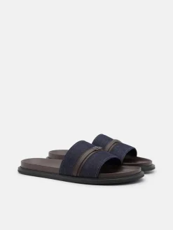 Renly Slide Sandals - Navy Denim