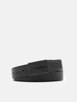 Reversible Leather Tang Belt - Black