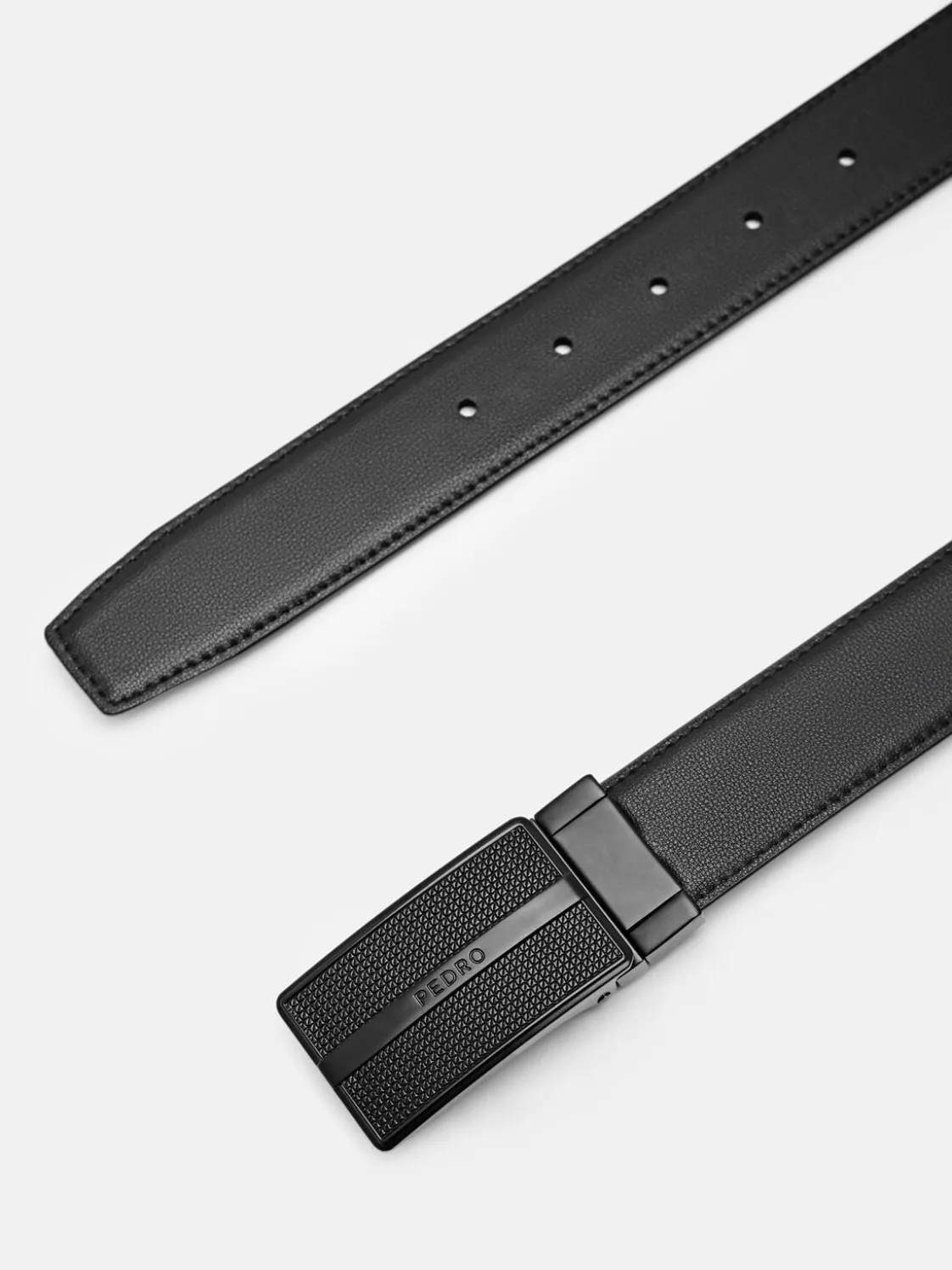 Reversible Leather Tang Belt - Black