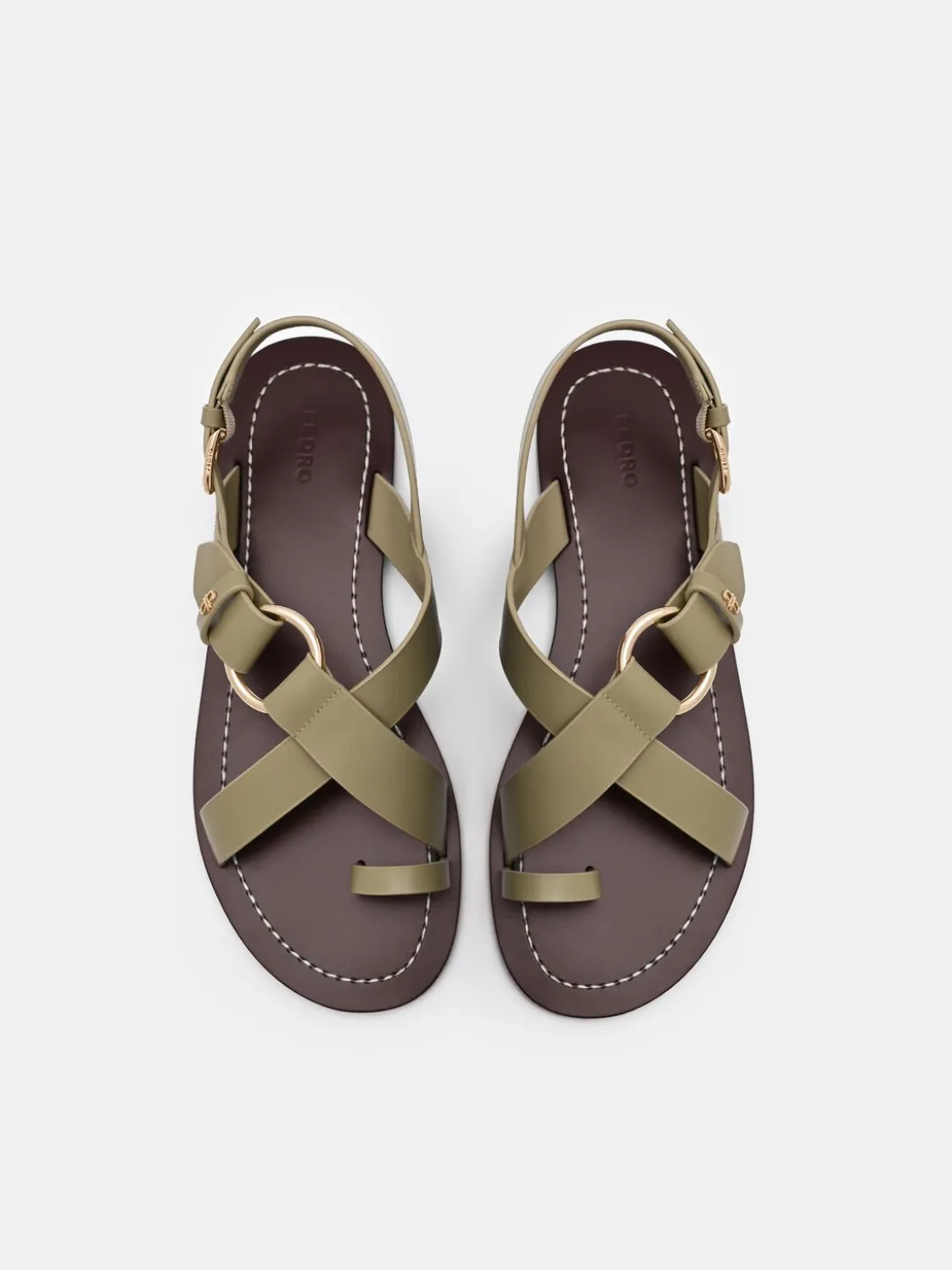 Roe Leather Backstrap Sandals - Olive