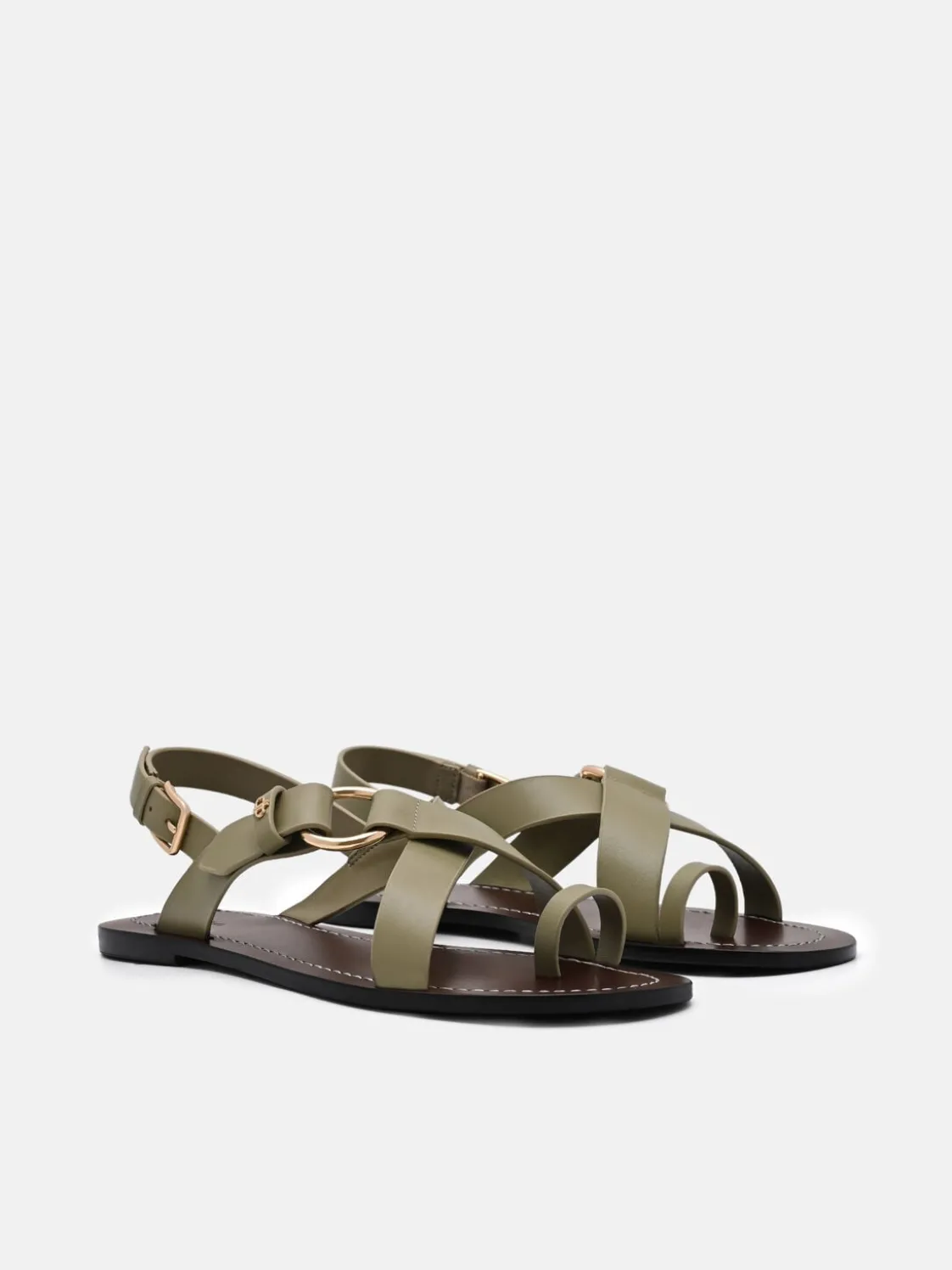 Roe Leather Backstrap Sandals - Olive