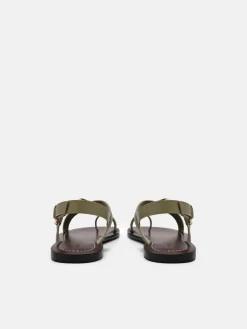 Roe Leather Backstrap Sandals - Olive
