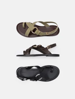 Roe Leather Backstrap Sandals - Olive