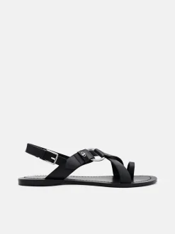Roe Leather Backstrap Sandals - Black