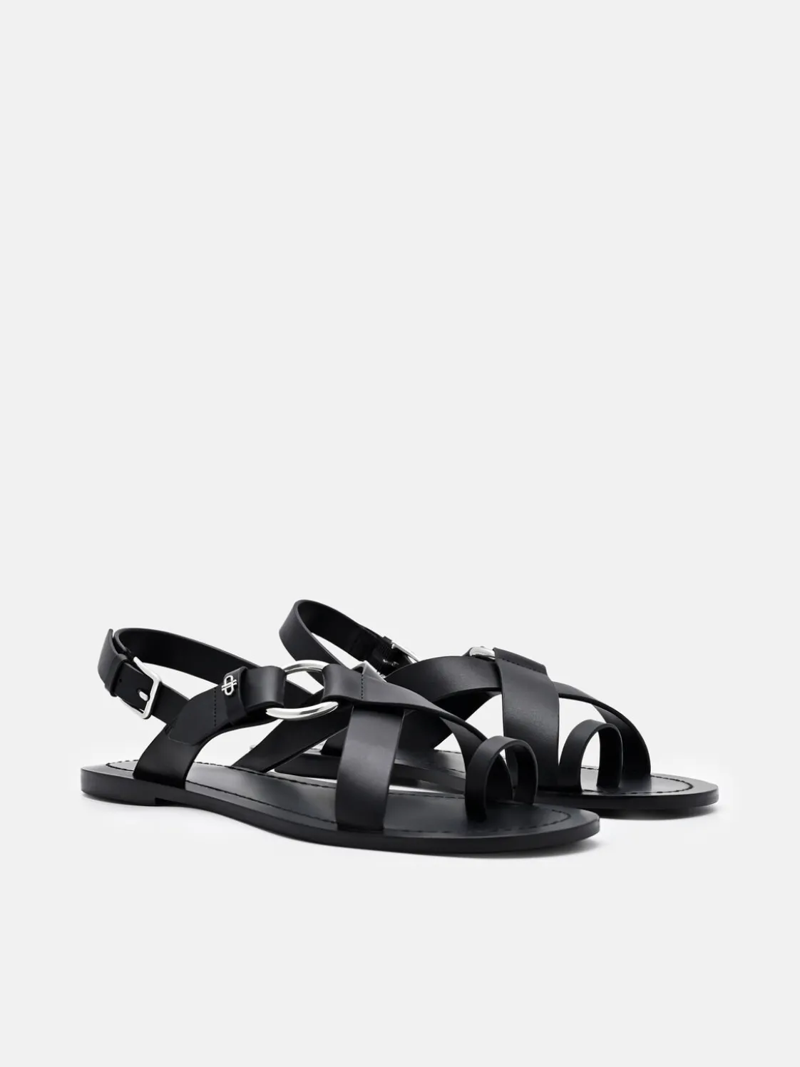 Roe Leather Backstrap Sandals - Black