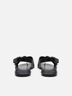 Roe Leather Backstrap Sandals - Black