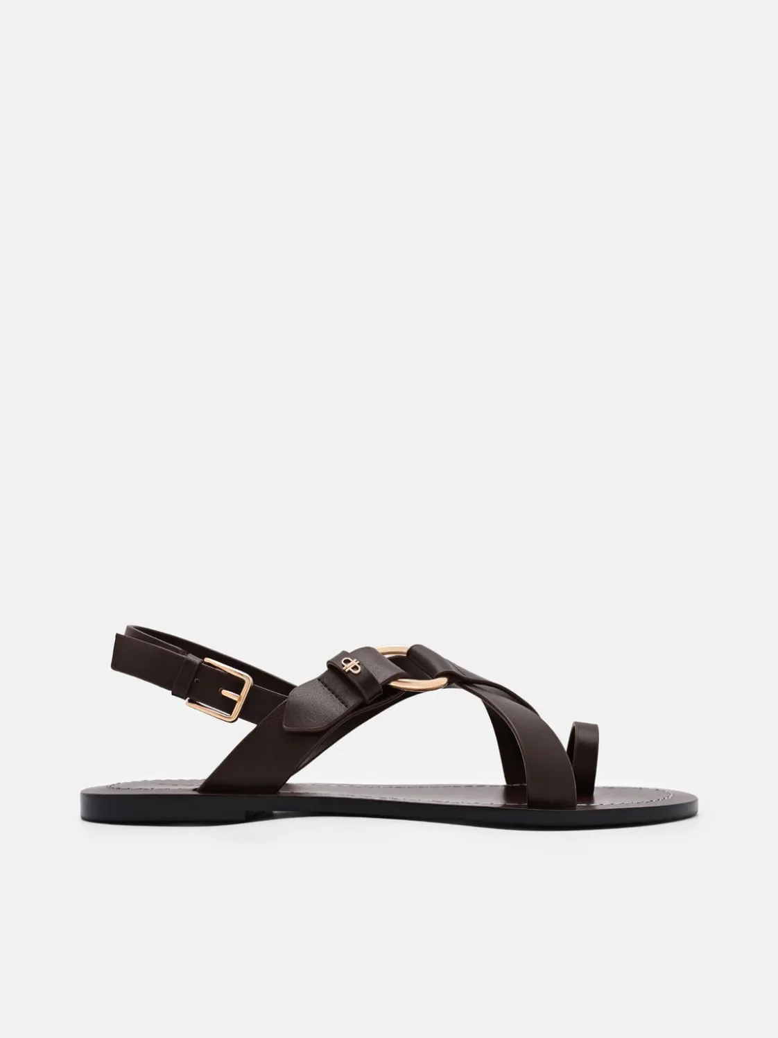 Roe Leather Backstrap Sandals - Dark Brown