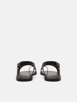 Roe Leather Backstrap Sandals - Dark Brown