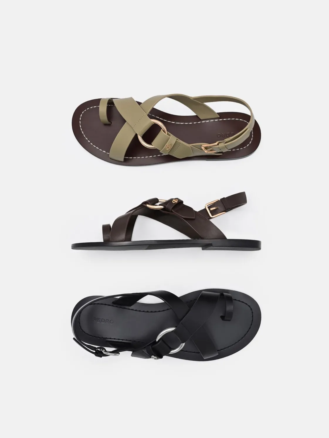 Roe Leather Backstrap Sandals - Dark Brown