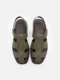Roman Backstrap Sandals - Military Green